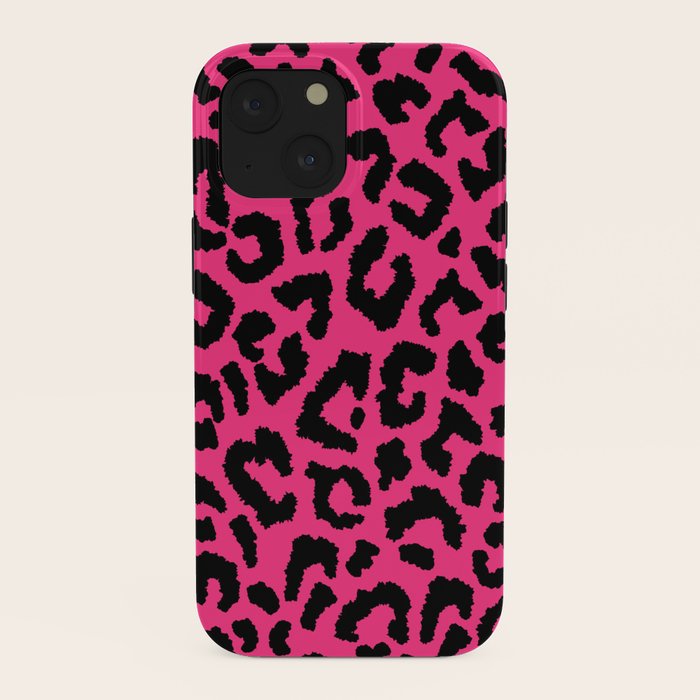 2000s leopard-black on hot pink iPhone Case