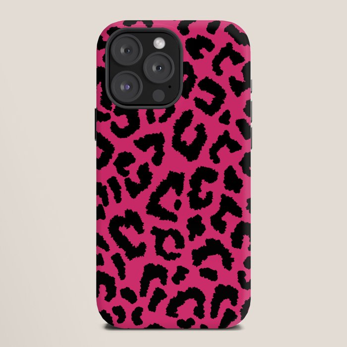 2000s leopard-black on hot pink iPhone Case