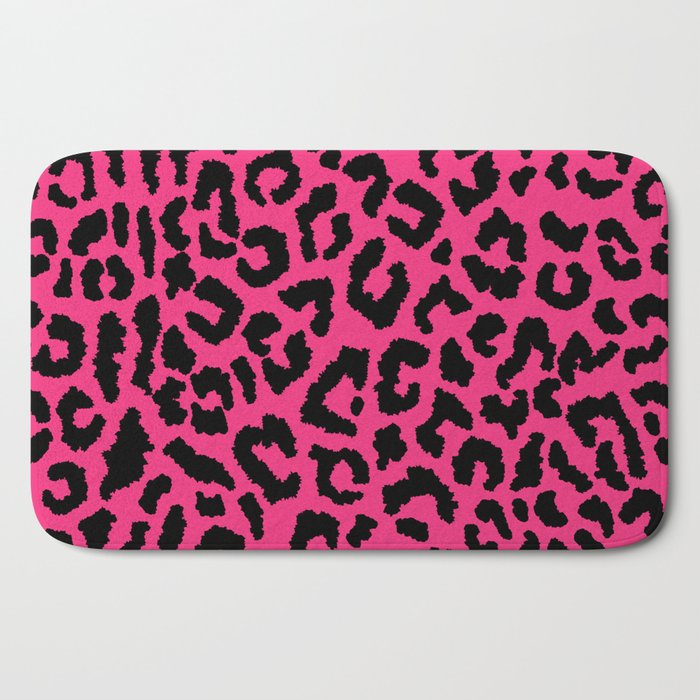 2000s leopard-black on hot pink Bath Mat