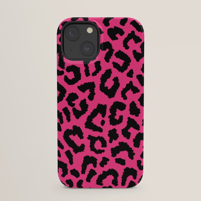 2000s leopard-black on hot pink iPhone Case