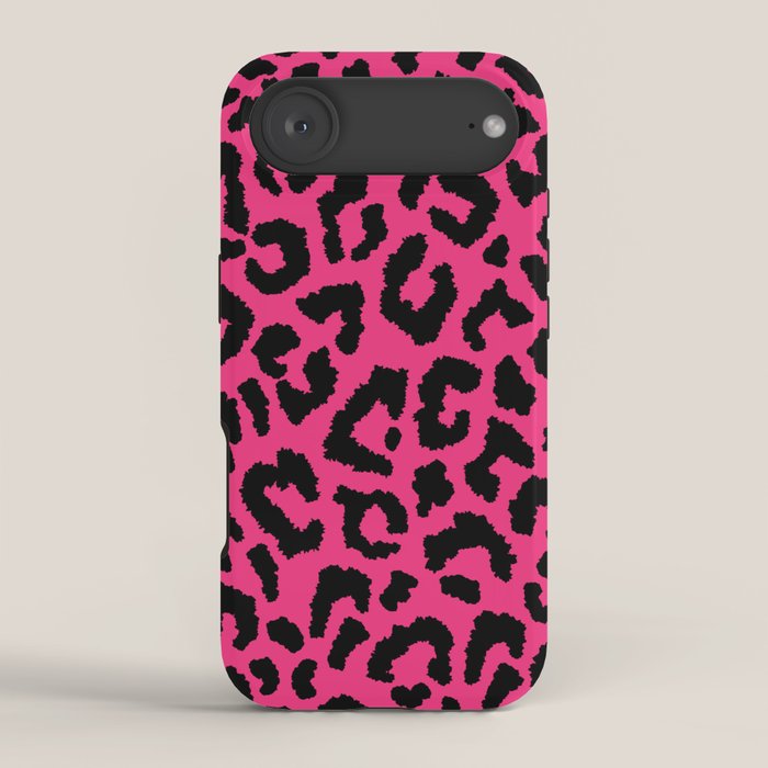 2000s leopard-black on hot pink iPhone Case