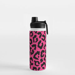 2000s leopard-black on hot pink Water Bottle