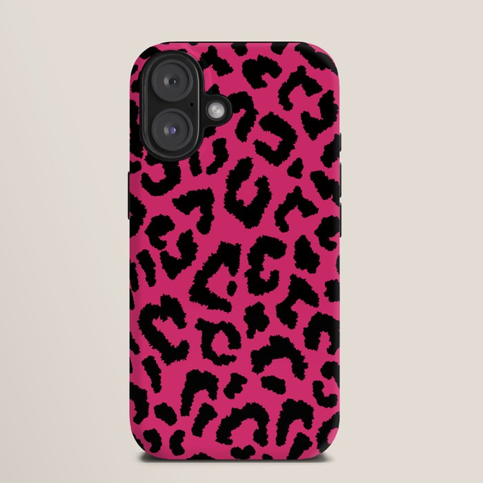 2000s leopard-black on hot pink iPhone Case