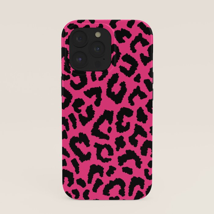 2000s leopard-black on hot pink iPhone Case