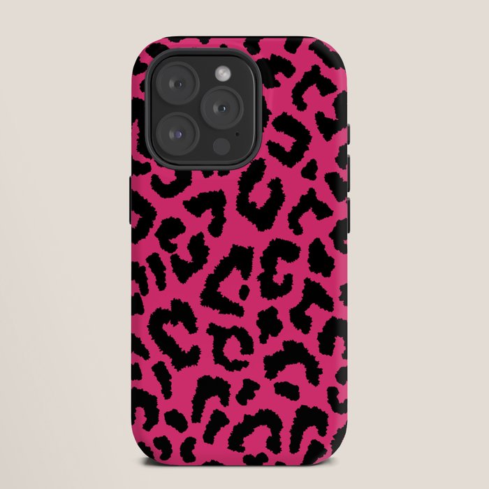 2000s leopard-black on hot pink iPhone Case