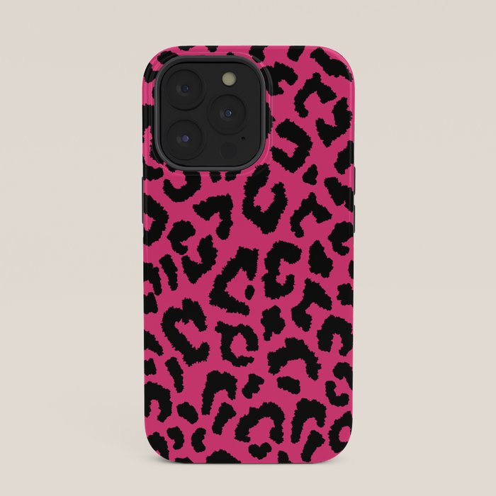 2000s leopard-black on hot pink iPhone Case