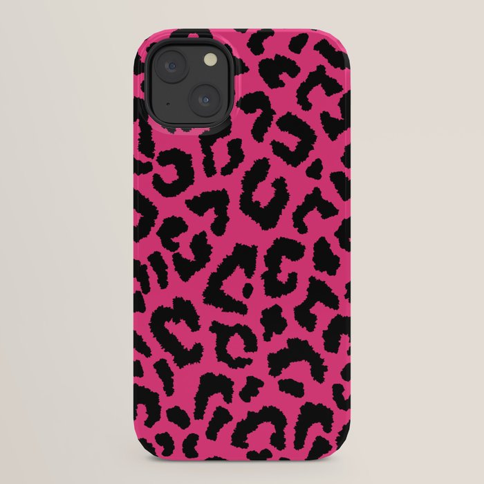 2000s leopard-black on hot pink iPhone Case