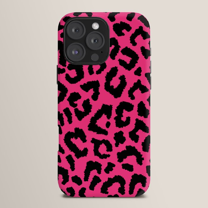 2000s leopard-black on hot pink iPhone Case