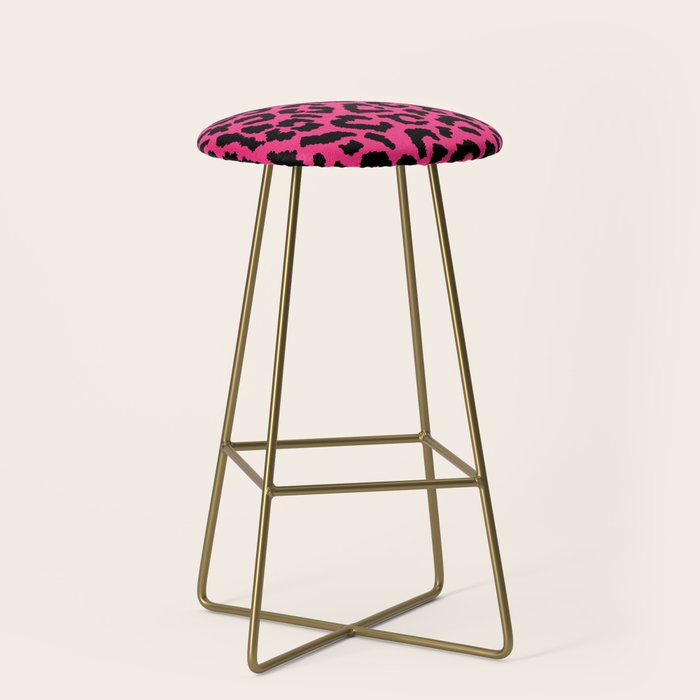 2000s leopard-black on hot pink Stool