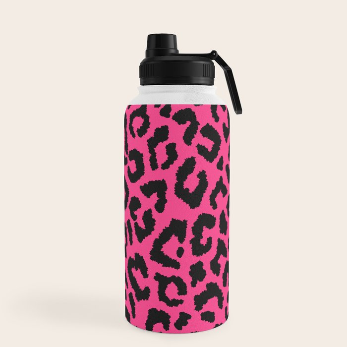 2000s leopard-black on hot pink Water Bottle