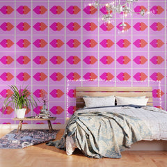 BISOU' Vibrant Minimal French Love kiss Art Wallpaper