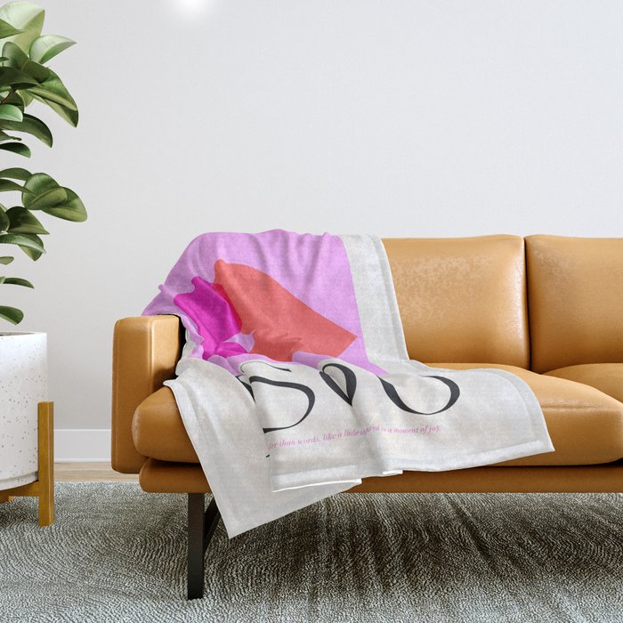 BISOU' Vibrant Minimal French Love kiss Art Throw Blanket