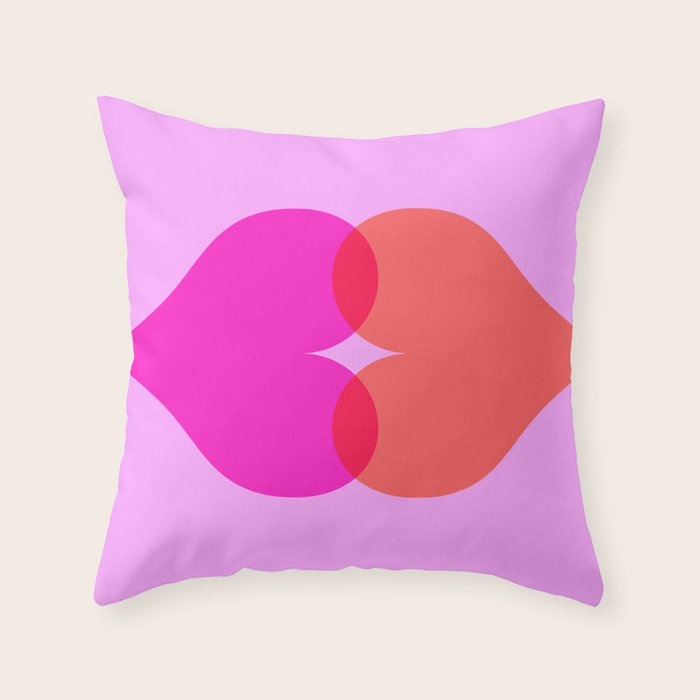 BISOU' Vibrant Minimal French Love kiss Art Throw Pillow