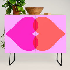 BISOU' Vibrant Minimal French Love kiss Art Credenza