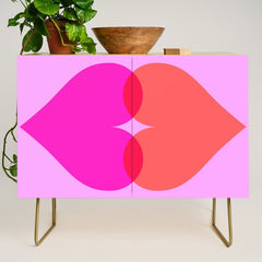 BISOU' Vibrant Minimal French Love kiss Art Credenza