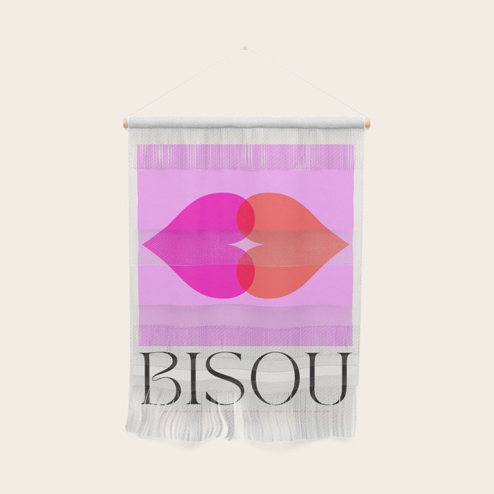 BISOU' Vibrant Minimal French Love kiss Art Wall Hanging