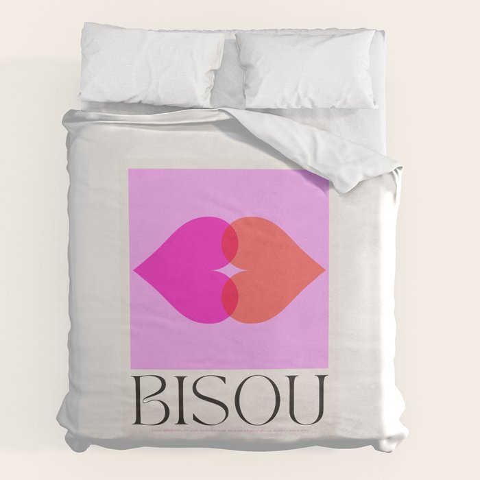 BISOU' Vibrant Minimal French Love kiss Art Duvet Cover