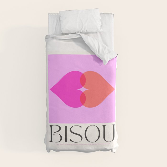 BISOU' Vibrant Minimal French Love kiss Art Duvet Cover