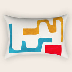 Falling Down' Paper Collage Fun Colorful Shapes Mid Century Minimal Abstract Art by Ejaaz Haniff Rectangular Pillow