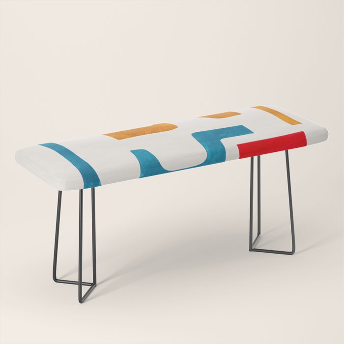 Falling Down' Paper Collage Fun Colorful Shapes Mid Century Minimal Abstract Art by Ejaaz Haniff Bench
