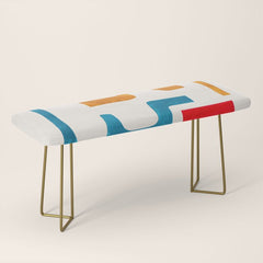 Falling Down' Paper Collage Fun Colorful Shapes Mid Century Minimal Abstract Art by Ejaaz Haniff Bench