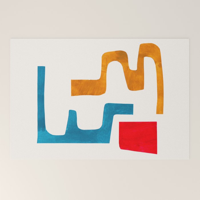 Falling Down' Paper Collage Fun Colorful Shapes Mid Century Minimal Abstract Art by Ejaaz Haniff Welcome Mat