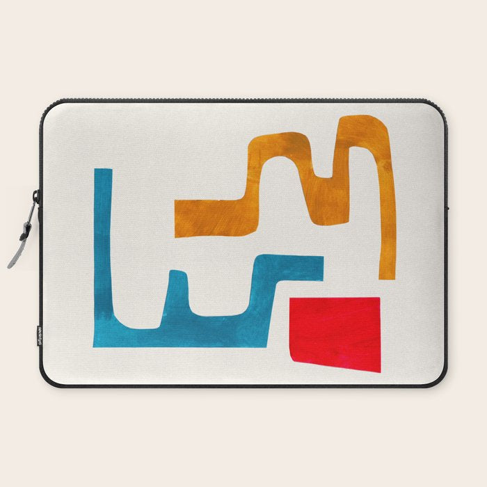 Falling Down' Paper Collage Fun Colorful Shapes Mid Century Minimal Abstract Art by Ejaaz Haniff Laptop Sleeve