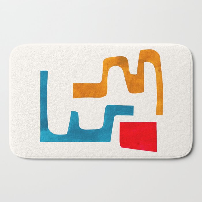Falling Down' Paper Collage Fun Colorful Shapes Mid Century Minimal Abstract Art by Ejaaz Haniff Bath Mat