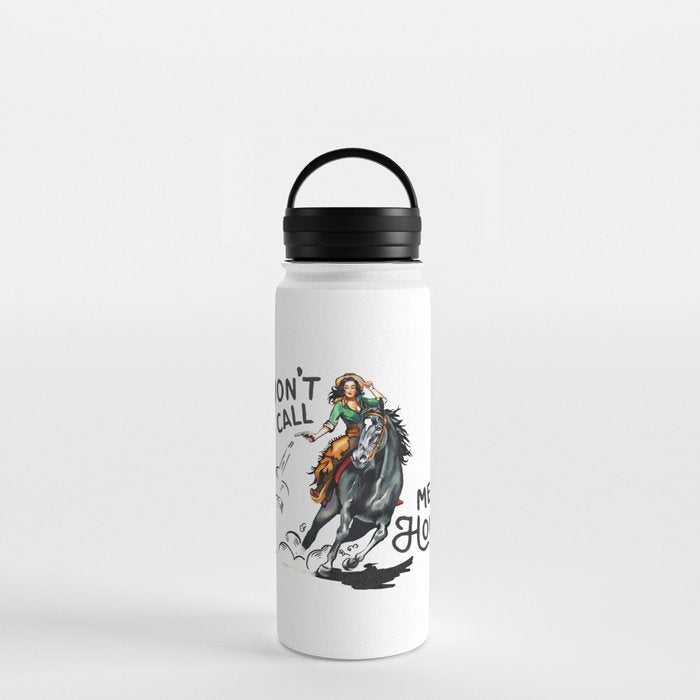 "Don't Call Me Honey" Cowgirl On Horseback Shooting a Rattlesnake Water Bottle