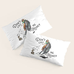 "Don't Call Me Honey" Cowgirl On Horseback Shooting a Rattlesnake Pillow Sham