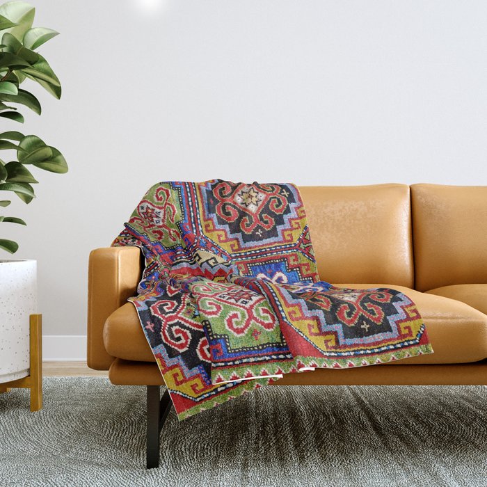 19th Century Armenian Kazak dated 1896 Throw Blanket