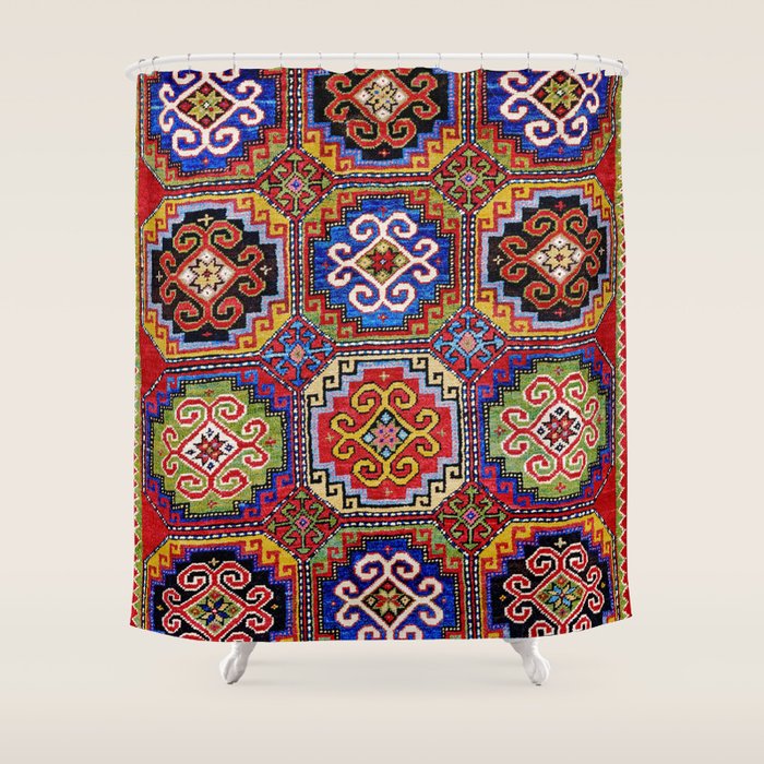 19th Century Armenian Kazak dated 1896 Shower Curtain