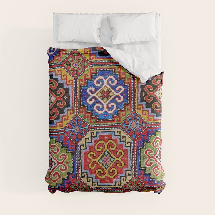 19th Century Armenian Kazak dated 1896 Duvet Cover
