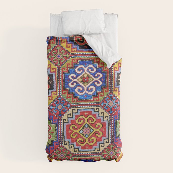 19th Century Armenian Kazak dated 1896 Duvet Cover