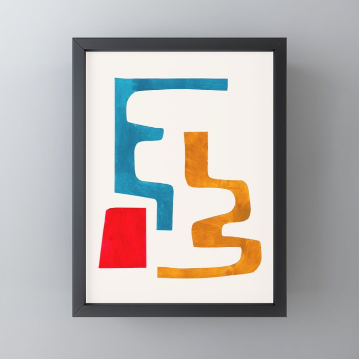 Falling Down' Paper Collage Fun Colorful Shapes Mid Century Minimal Abstract Art by Ejaaz Haniff Mini Art Print