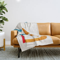 Falling Down' Paper Collage Fun Colorful Shapes Mid Century Minimal Abstract Art by Ejaaz Haniff Throw Blanket