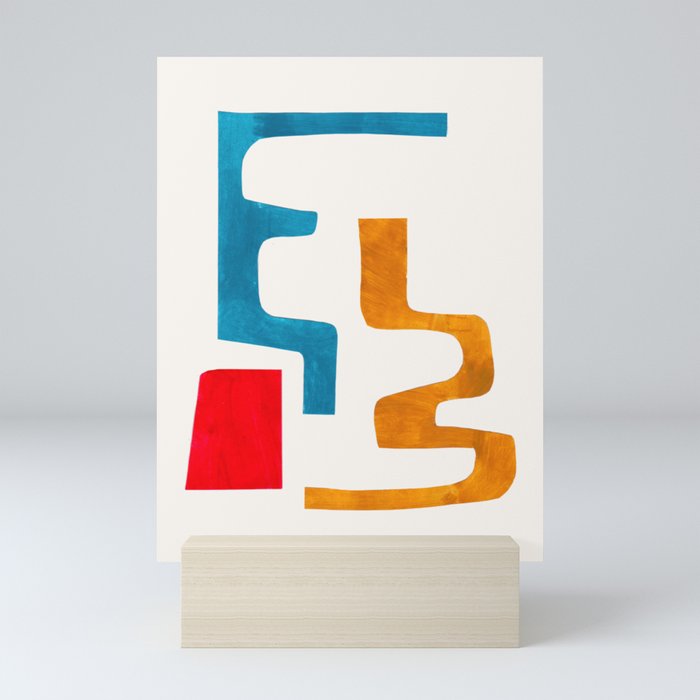 Falling Down' Paper Collage Fun Colorful Shapes Mid Century Minimal Abstract Art by Ejaaz Haniff Mini Art Print