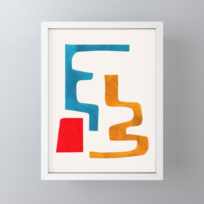 Falling Down' Paper Collage Fun Colorful Shapes Mid Century Minimal Abstract Art by Ejaaz Haniff Mini Art Print