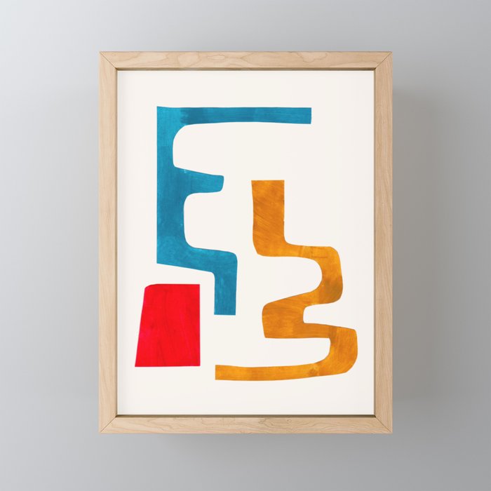 Falling Down' Paper Collage Fun Colorful Shapes Mid Century Minimal Abstract Art by Ejaaz Haniff Mini Art Print