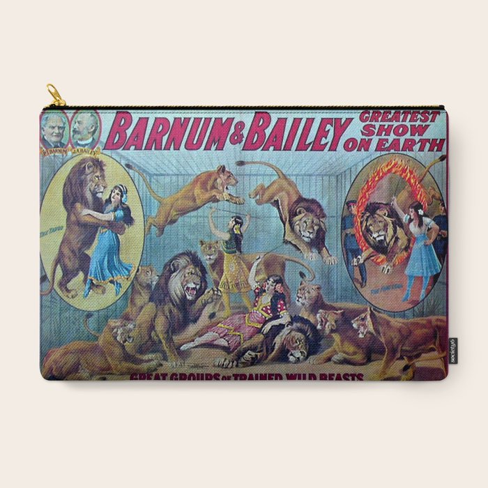 1910 Barnum & Bailey Circus Dancing Lions - M'lle Adgi's Acting Vintage Poster Carry All Pouch