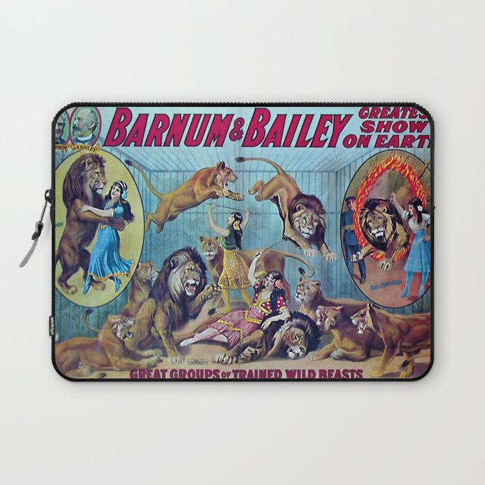 1910 Barnum & Bailey Circus Dancing Lions - M'lle Adgi's Acting Vintage Poster Laptop Sleeve