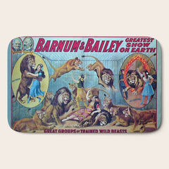 1910 Barnum & Bailey Circus Dancing Lions - M'lle Adgi's Acting Vintage Poster Bath Mat