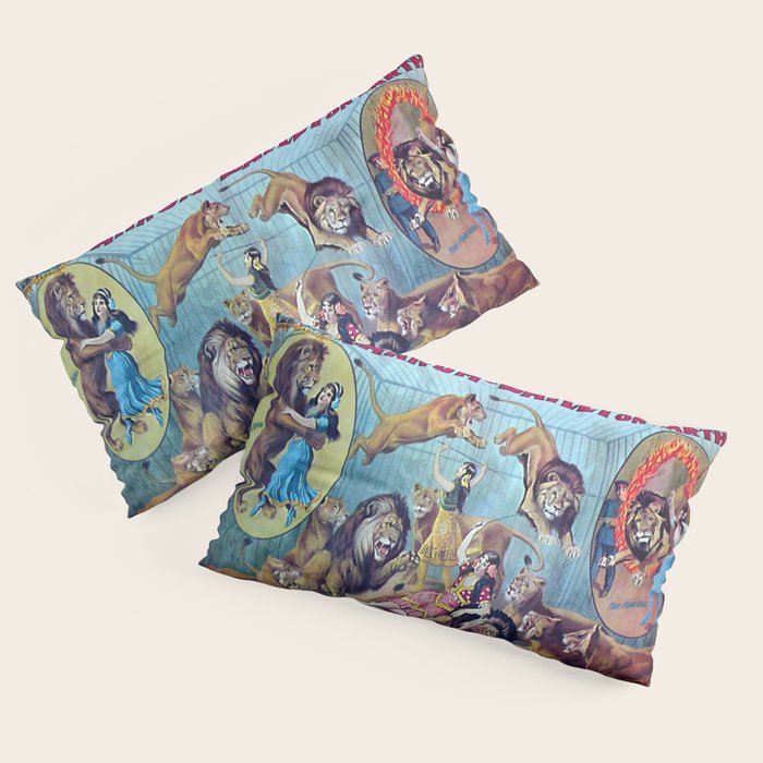 1910 Barnum & Bailey Circus Dancing Lions - M'lle Adgi's Acting Vintage Poster Pillow Sham