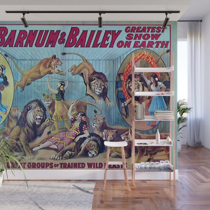 1910 Barnum & Bailey Circus Dancing Lions - M'lle Adgi's Acting Vintage Poster Wall Mural