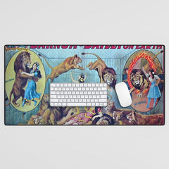 1910 Barnum & Bailey Circus Dancing Lions - M'lle Adgi's Acting Vintage Poster Desk Mat