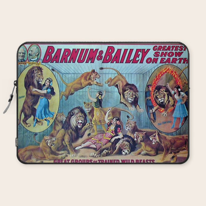 1910 Barnum & Bailey Circus Dancing Lions - M'lle Adgi's Acting Vintage Poster Laptop Sleeve