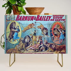 1910 Barnum & Bailey Circus Dancing Lions - M'lle Adgi's Acting Vintage Poster Credenza