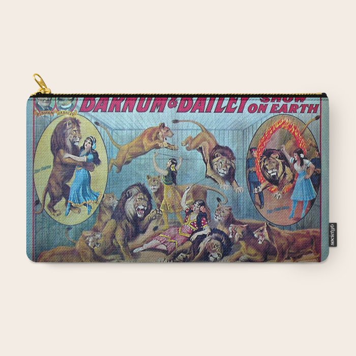 1910 Barnum & Bailey Circus Dancing Lions - M'lle Adgi's Acting Vintage Poster Carry All Pouch