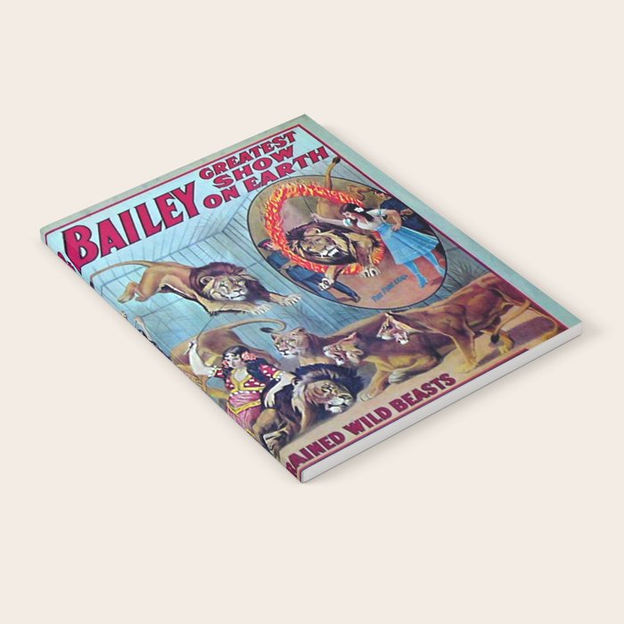 1910 Barnum & Bailey Circus Dancing Lions - M'lle Adgi's Acting Vintage Poster Notebook
