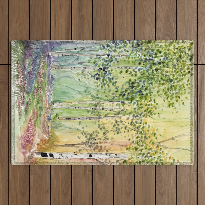 4 season watercolor collection - spring Outdoor Rug